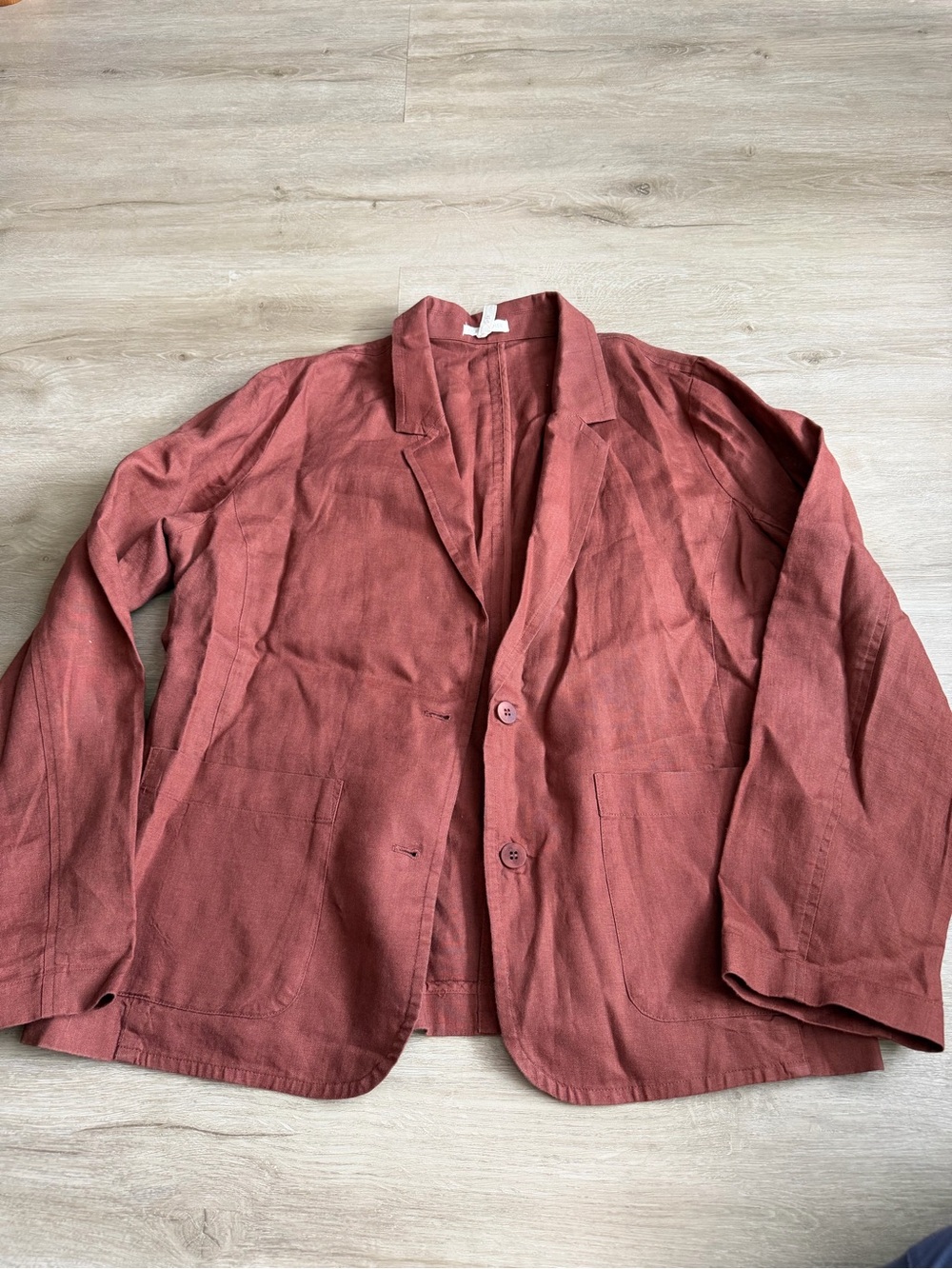 Eileen Fisher Organic Linen Blazer Cinnamon Brown Size M - Picture 2 of 9